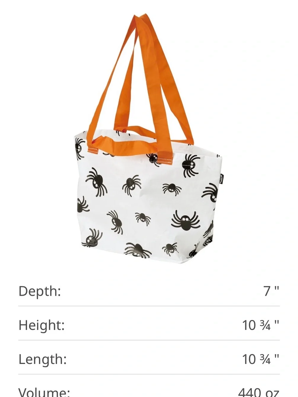 Orange-Handle Spider Print Tote Bag